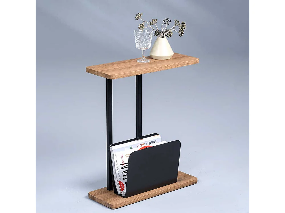 Telefontisch in Eichefarben und Schwarz 50 cm breit