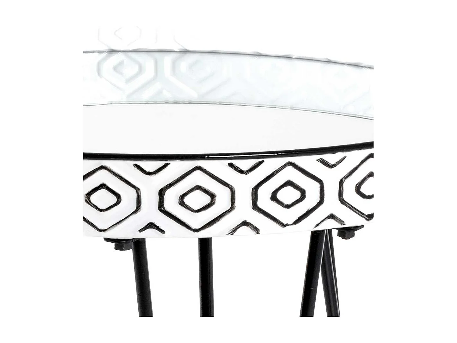 Designercouchtisch in Weiß und Schwarz Spiegelglasplatte