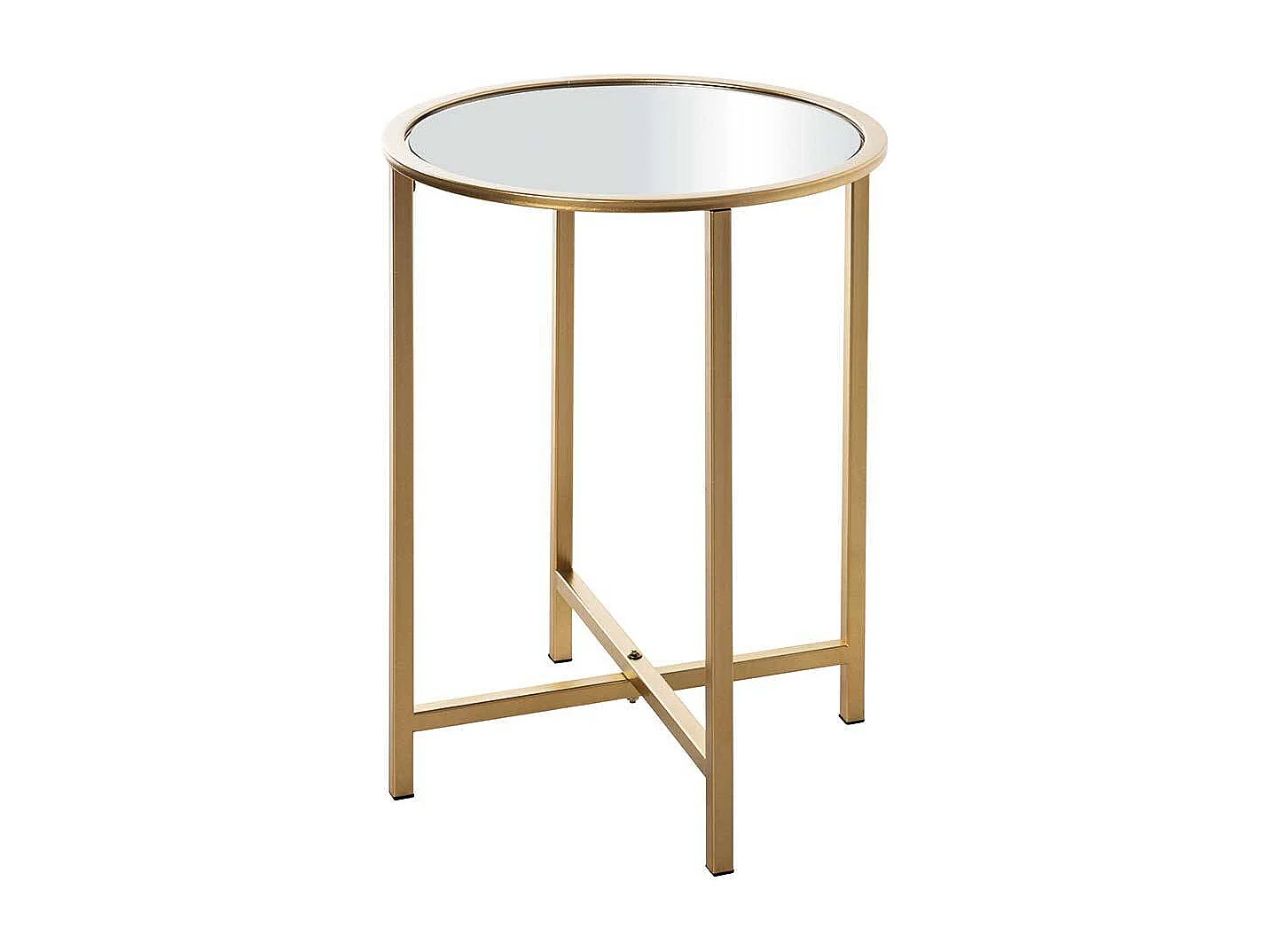 Rundtisch aus Metall und Spiegelglas Goldfarben