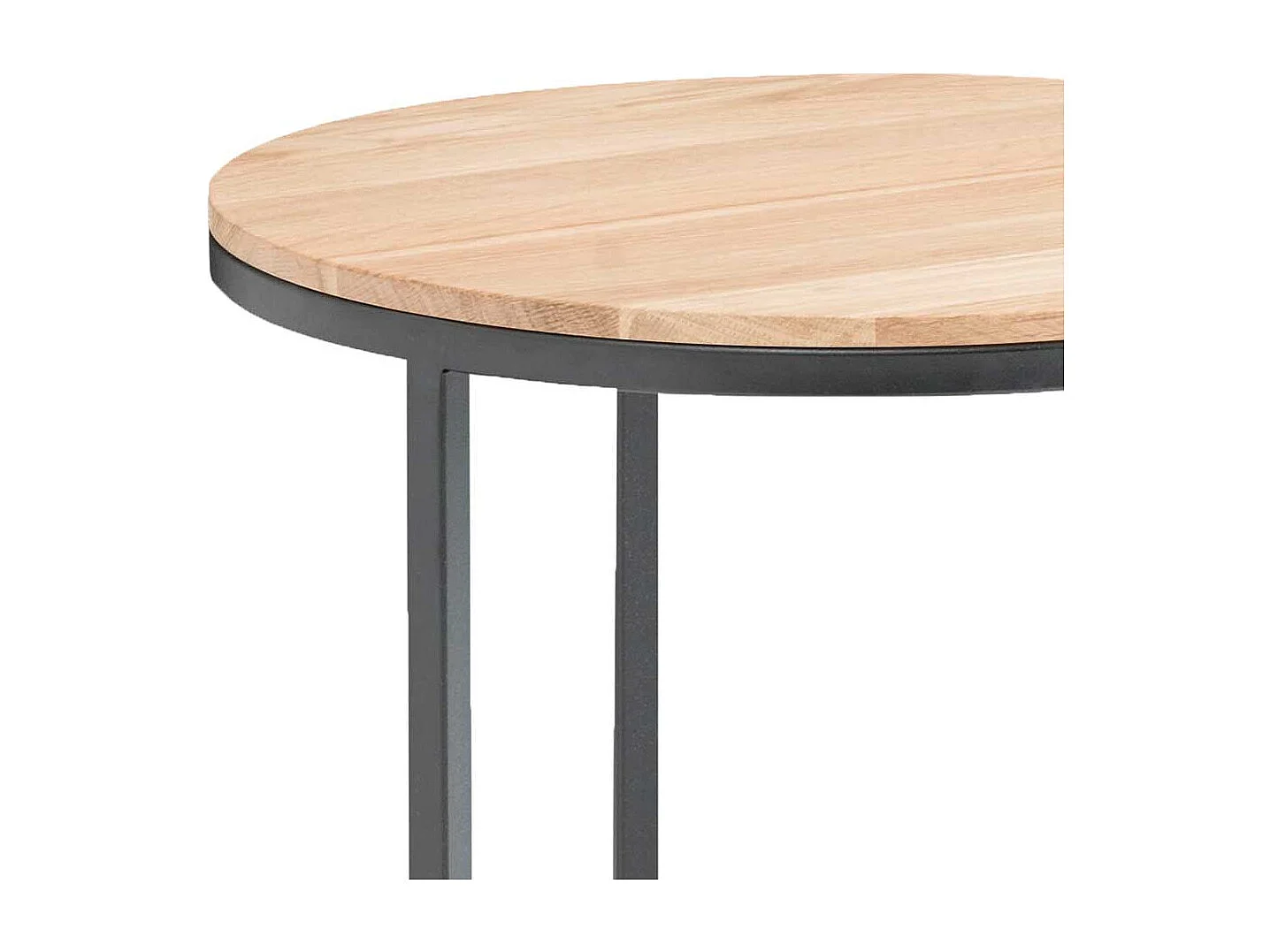 Runder Beitisch aus Eiche Massivholz Metallgestell in Schwarz