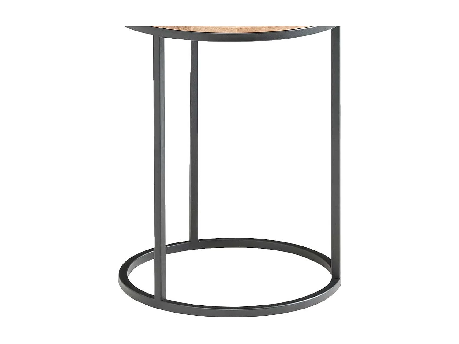 Runder Beitisch aus Eiche Massivholz Metallgestell in Schwarz