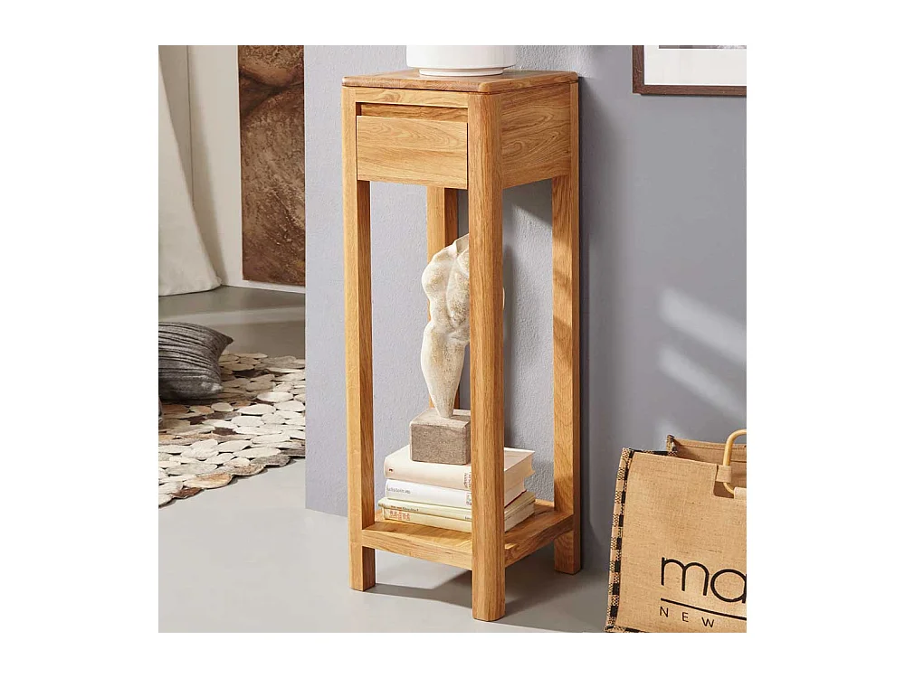 Pflanzensäule aus Wildeiche Massivholz Schublade