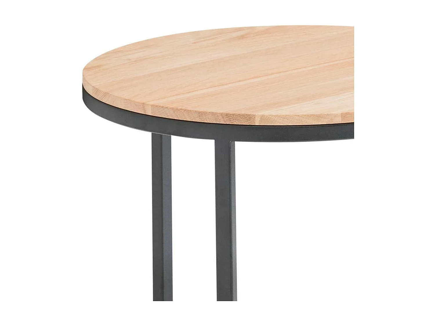 Runder Sofatisch aus Eiche Massivholz Metall in Schwarz