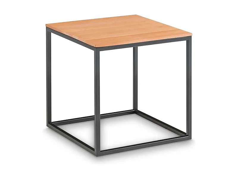 Quadratischer Sofatisch aus Kernbuche Massivholz und Metall 40 cm breit