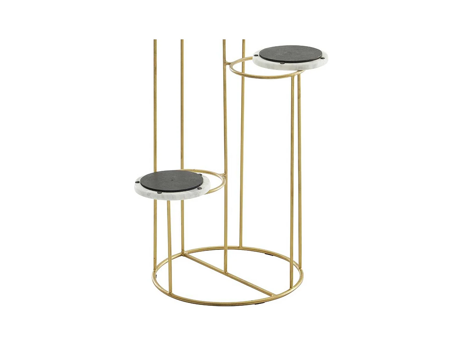 Pflanzensäule aus Metall in Gooldfarben Marmorplatten