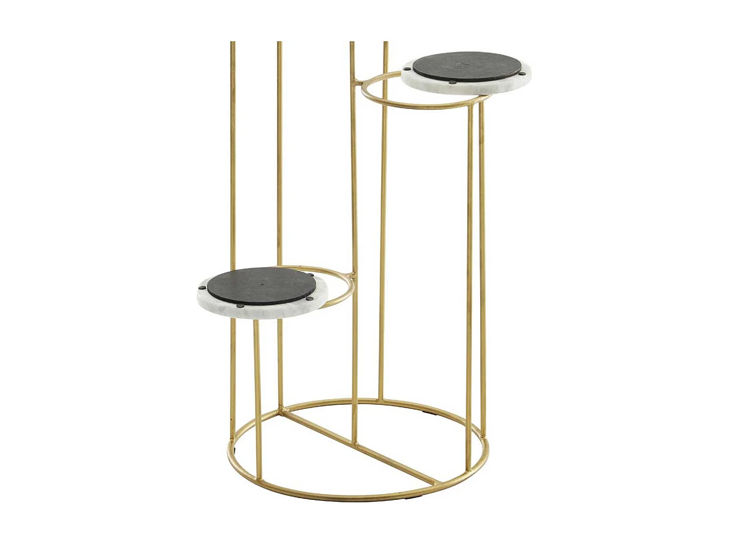 Pflanzensäule aus Metall in Gooldfarben Marmorplatten