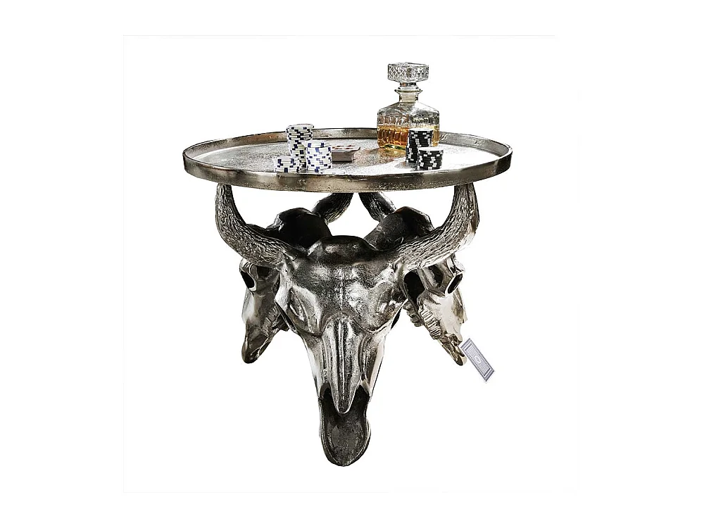 Designtisch mit Stier Schädeln Aluminium