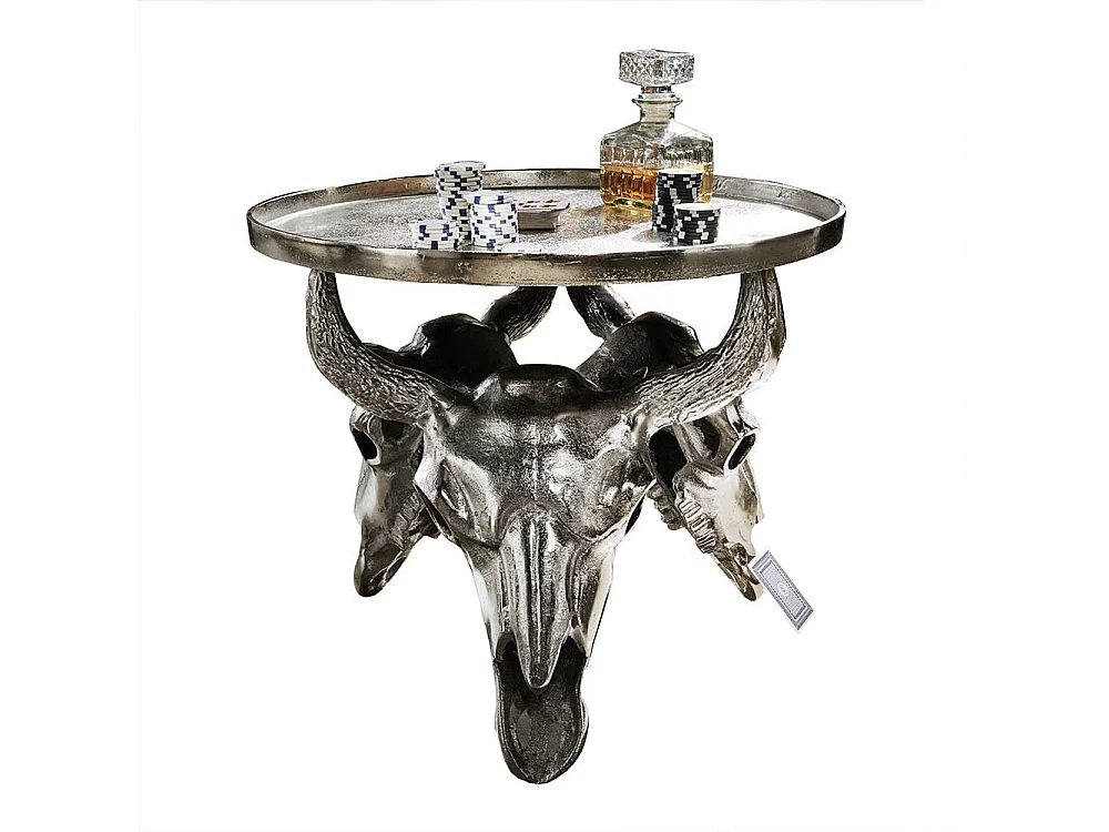 Designtisch mit Stier Schädeln Aluminium