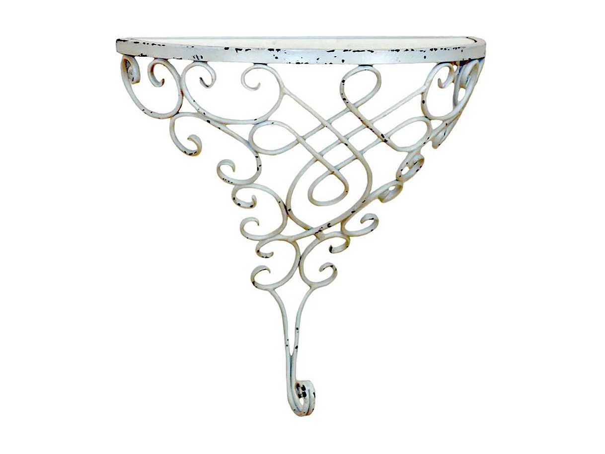 Wandkonsole in Weiß Metall Glasplatte