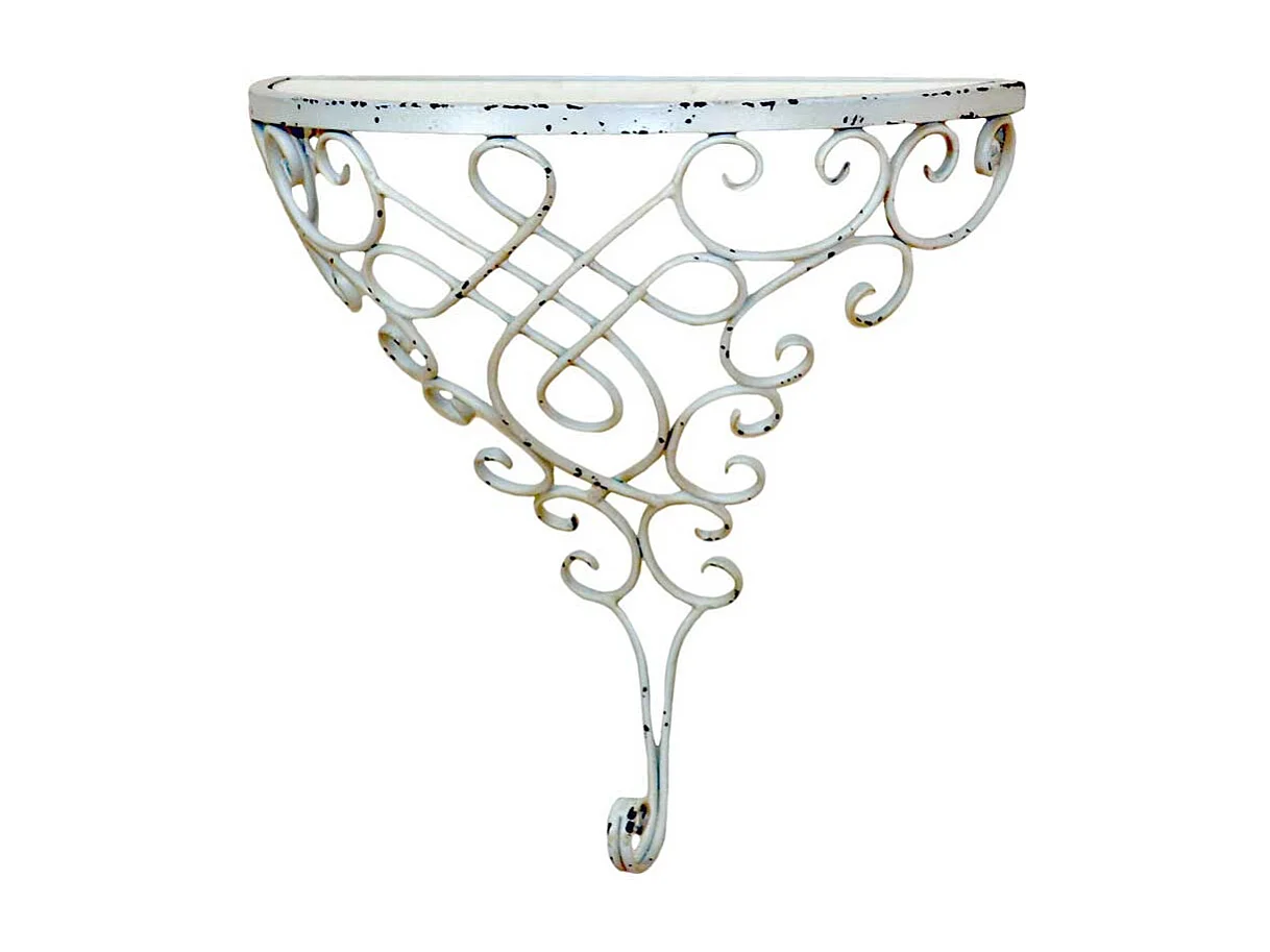 Wandkonsole in Weiß Metall Glasplatte