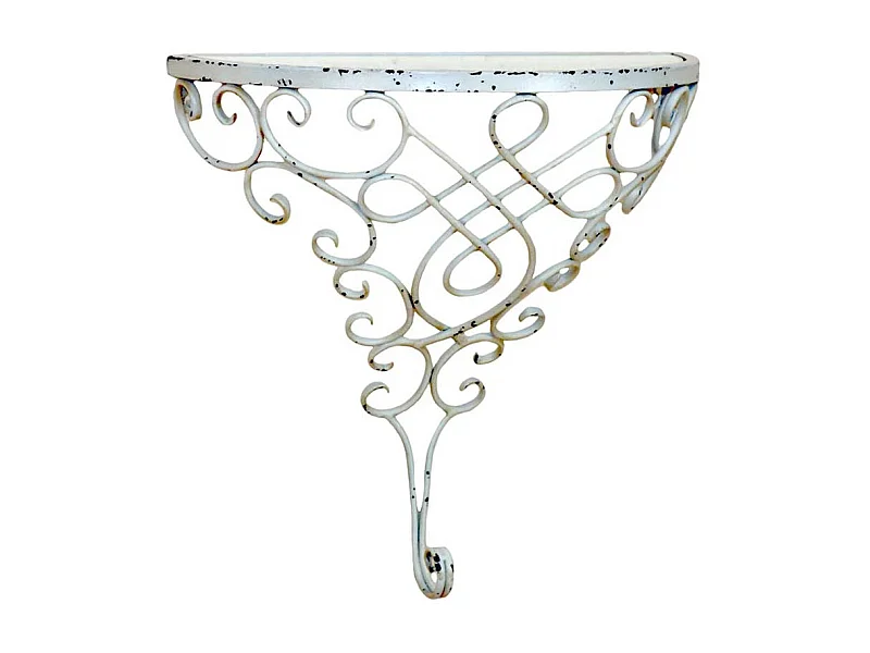 Wandkonsole in Weiß Metall Glasplatte