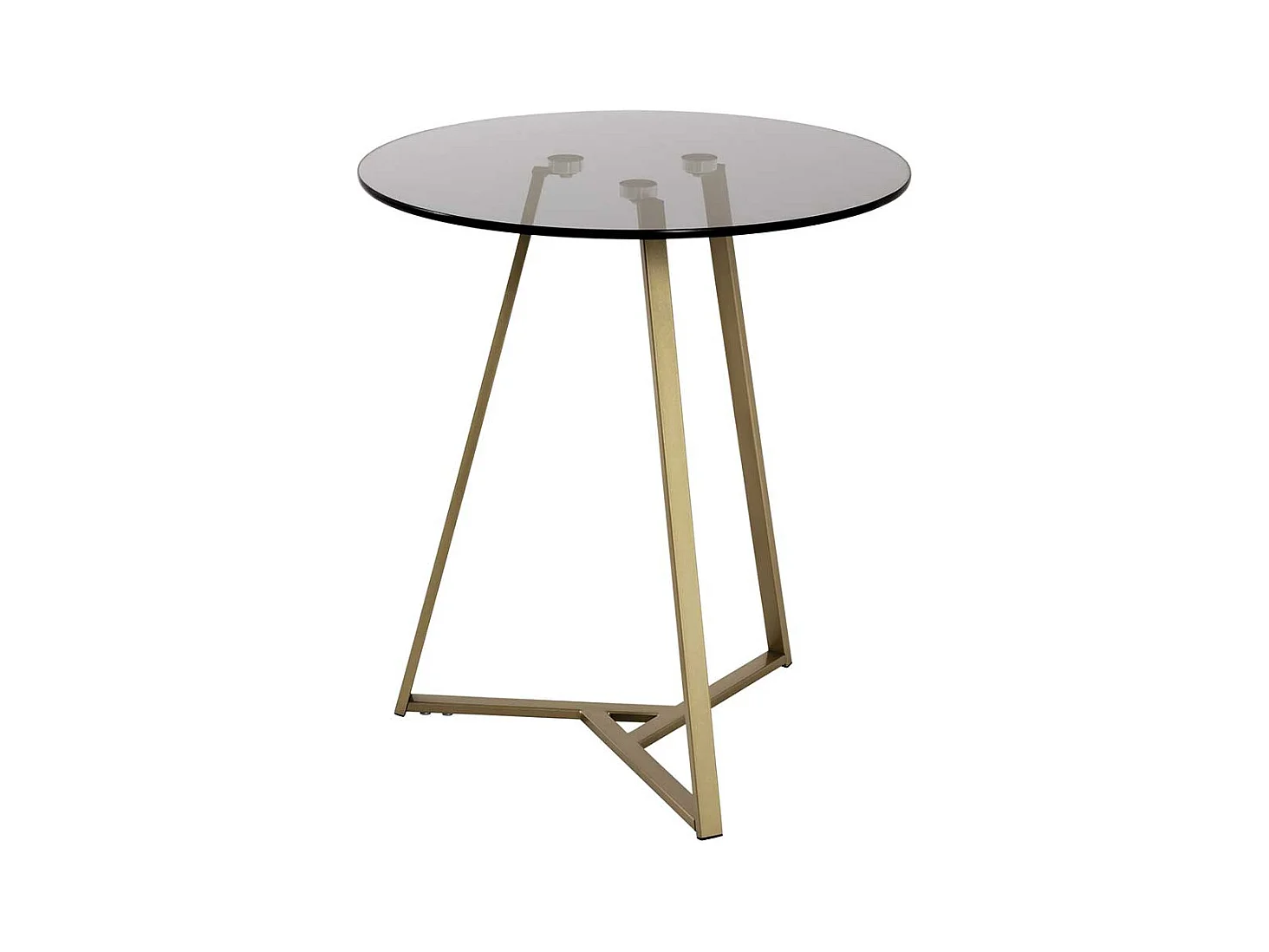 Glas Tisch mit Metall Bügelgestell Goldfarben