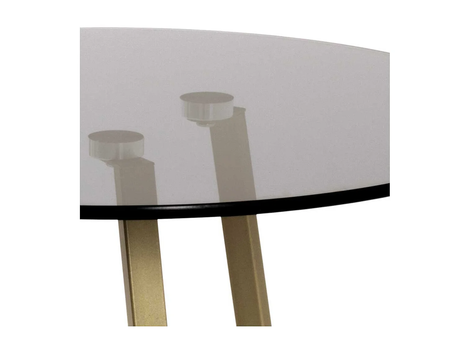 Glas Tisch mit Metall Bügelgestell Goldfarben