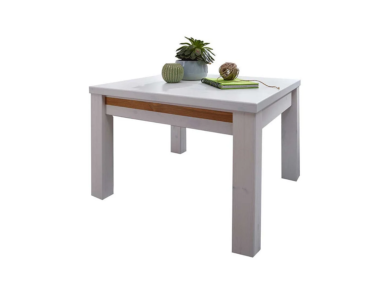 Wohnzimmertisch in Weiß und Eichefarben Kiefer Massivholz