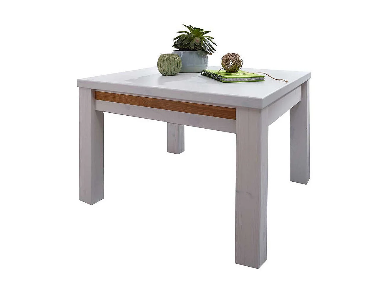 Wohnzimmertisch in Weiß und Eichefarben Kiefer Massivholz