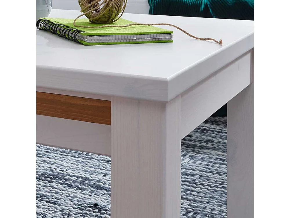 Wohnzimmertisch in Weiß und Eichefarben Kiefer Massivholz