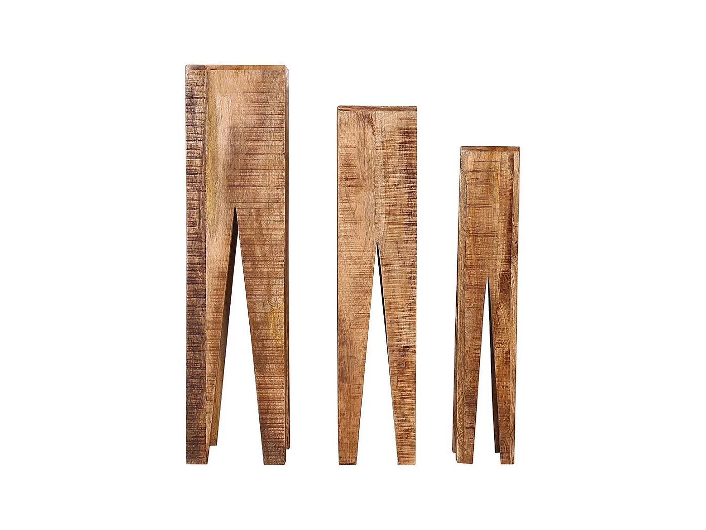 Pflanzenhocker aus Mangobaum Massivholz rustikalen Landhausstil (dreiteilig)