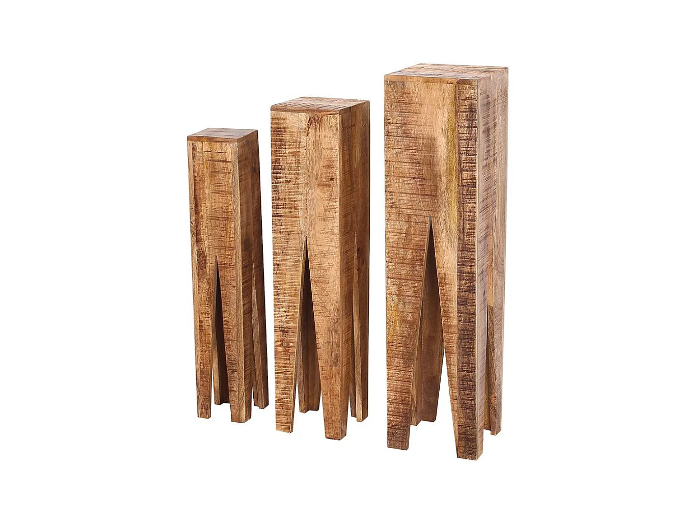 Pflanzenhocker aus Mangobaum Massivholz rustikalen Landhausstil (dreiteilig)