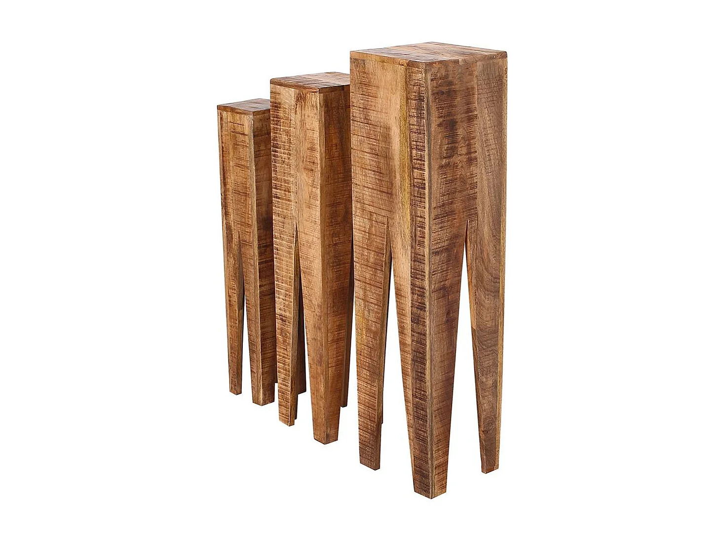 Pflanzenhocker aus Mangobaum Massivholz rustikalen Landhausstil (dreiteilig)