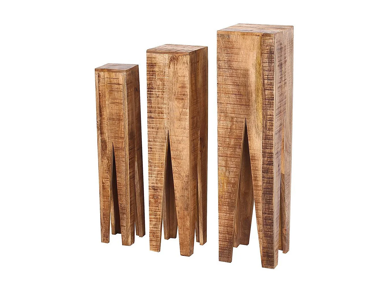 Pflanzenhocker aus Mangobaum Massivholz rustikalen Landhausstil (dreiteilig)