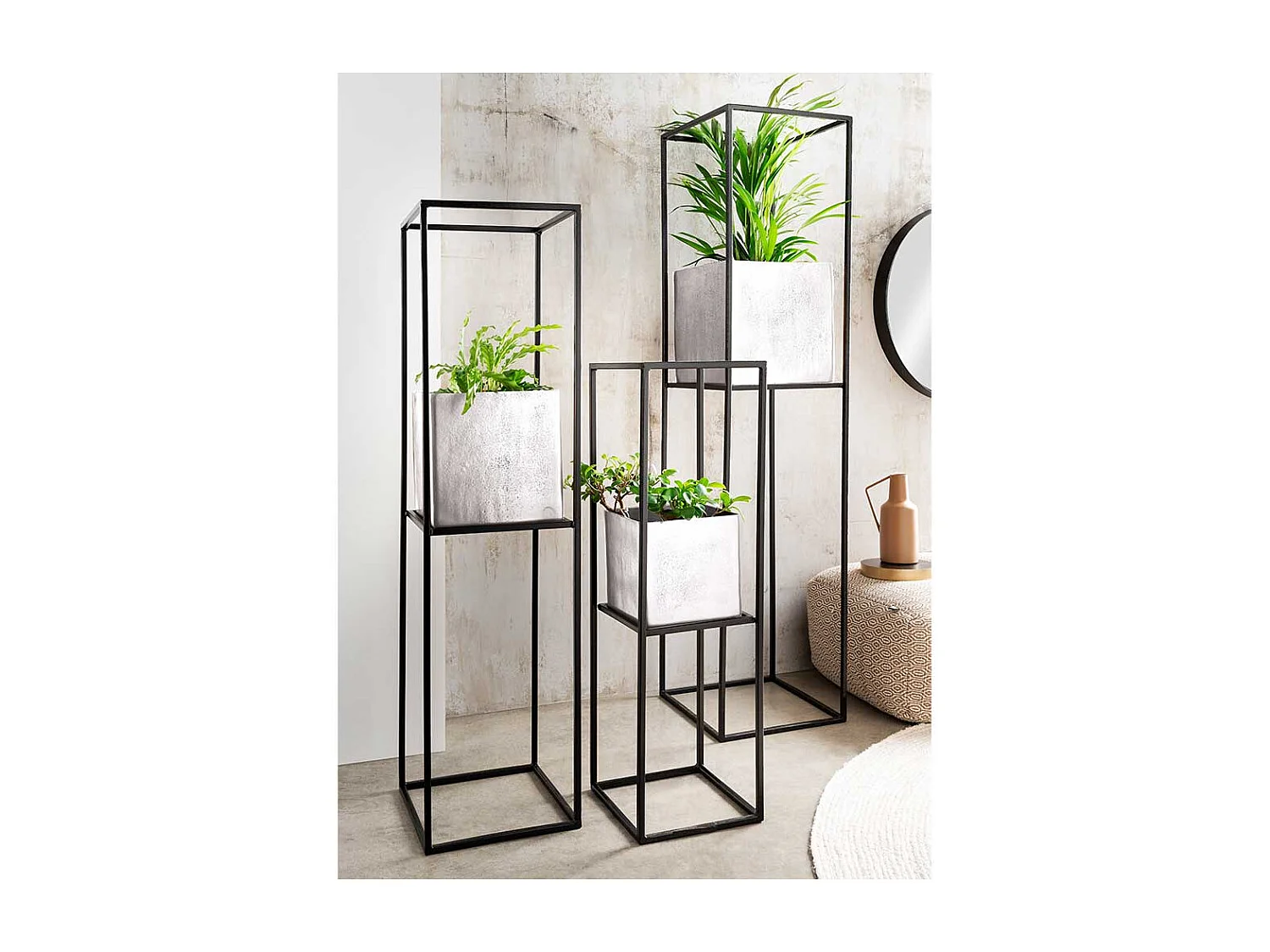 Pflanzensäule Metall in Schwarz Nickelfarben