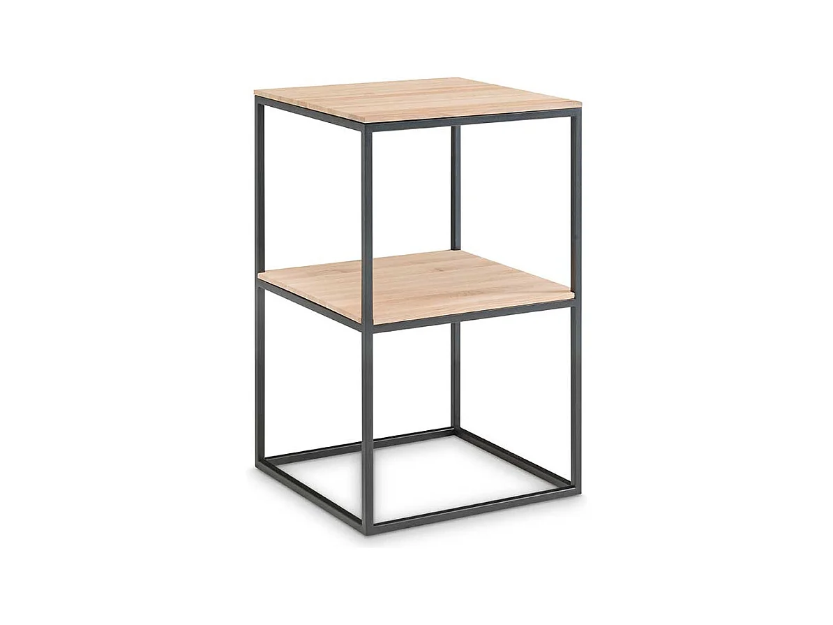 Pflanzenregal in Eiche Bianco massiv Metall in Schwarz