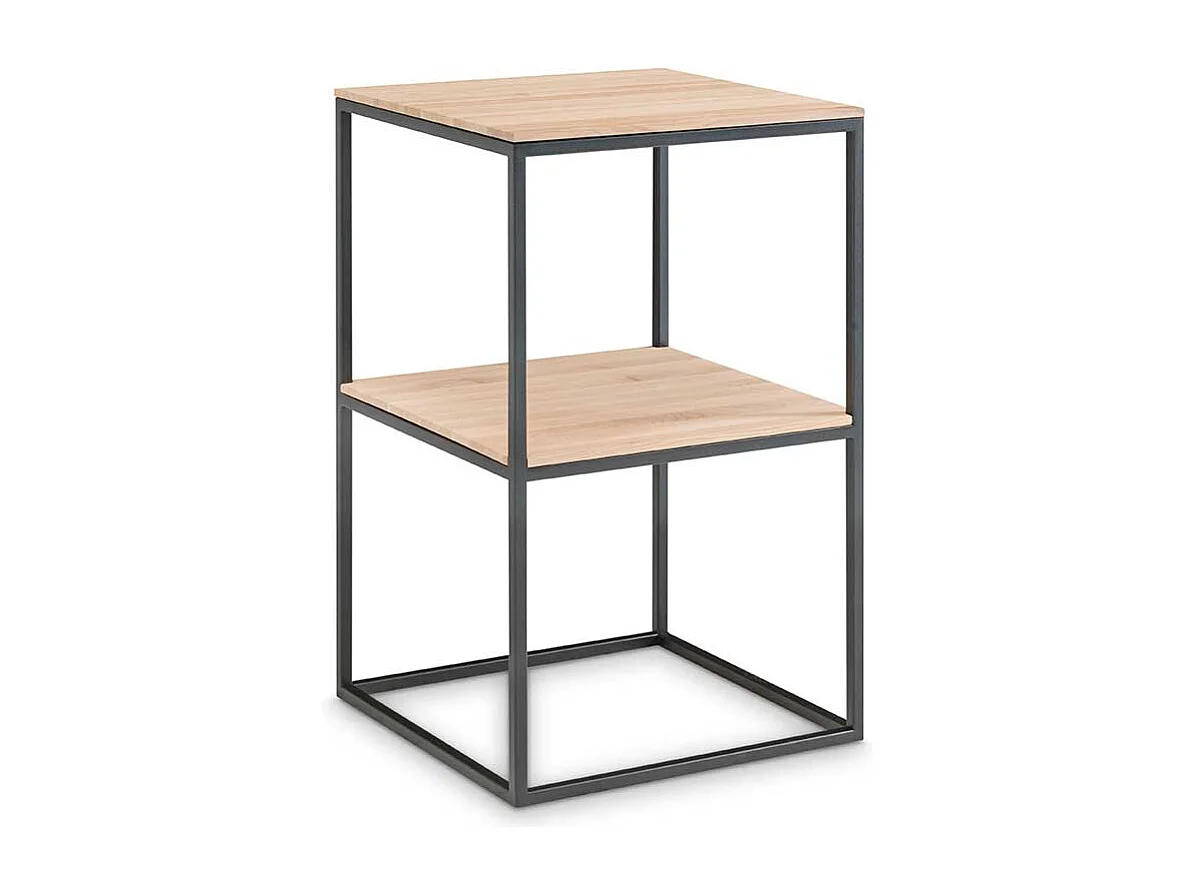 Pflanzenregal in Eiche Bianco massiv Metall in Schwarz