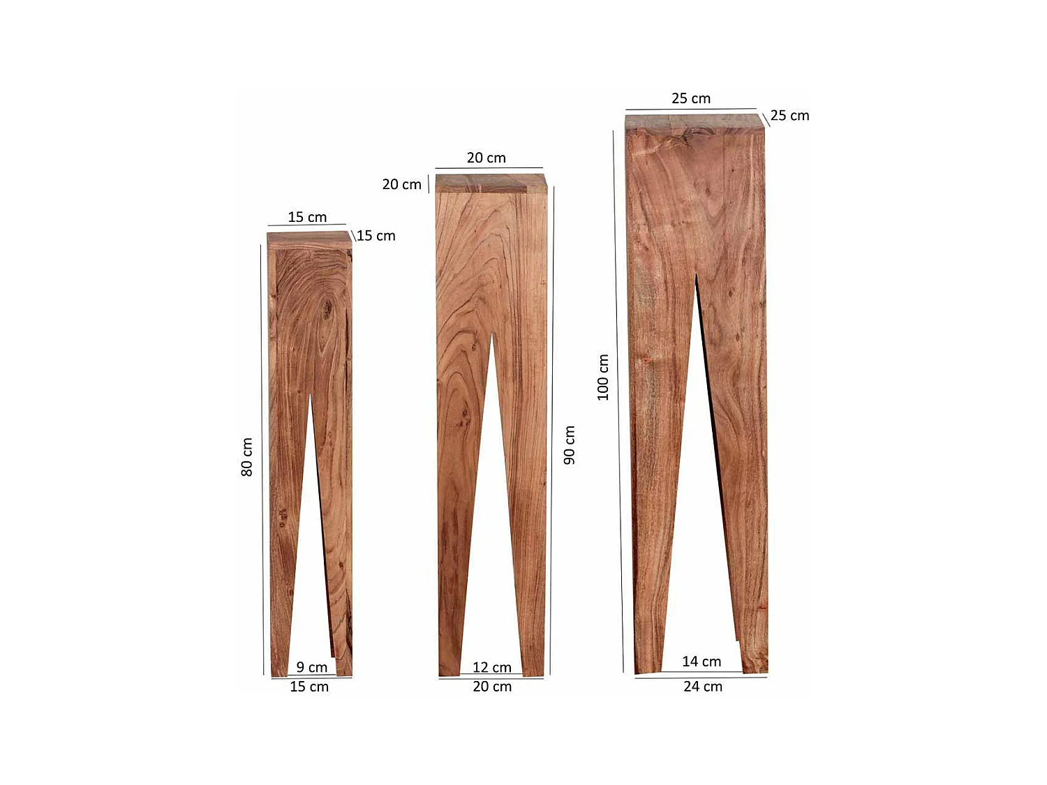 Pflanzensäule aus Akazie Massivholz Landhaus (dreiteilig)