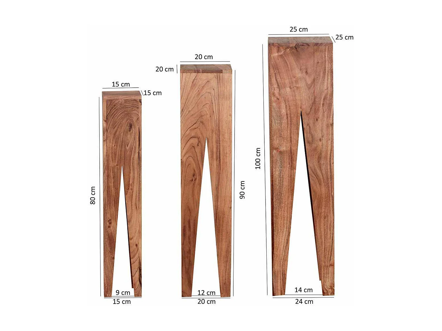 Pflanzensäule aus Akazie Massivholz Landhaus (dreiteilig)