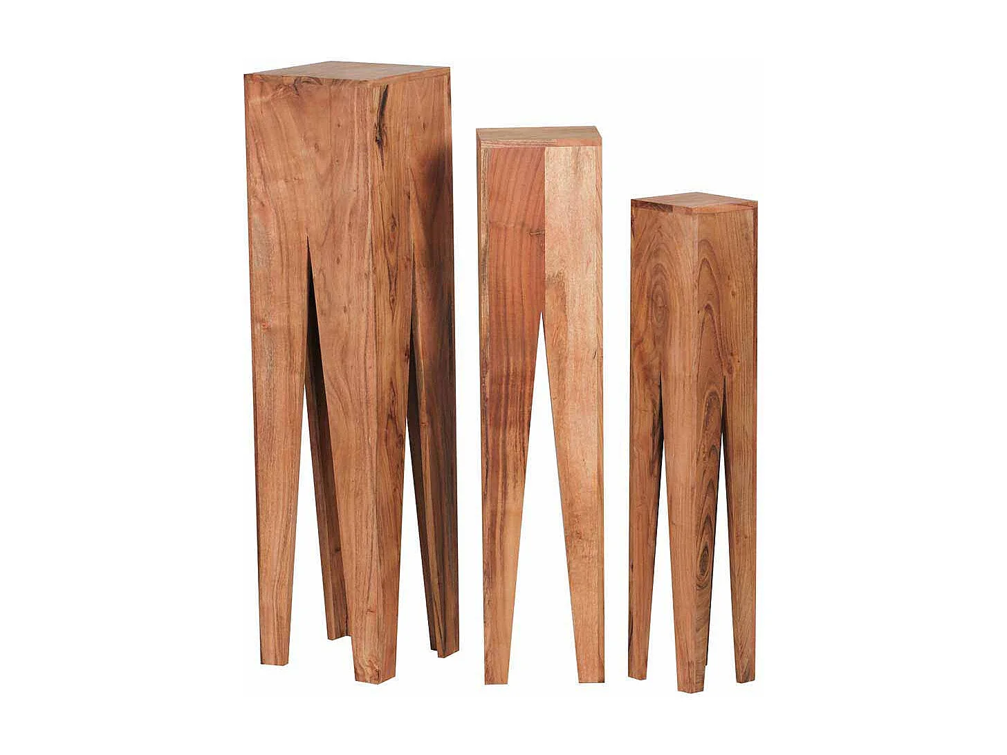 Pflanzensäule aus Akazie Massivholz Landhaus (dreiteilig)