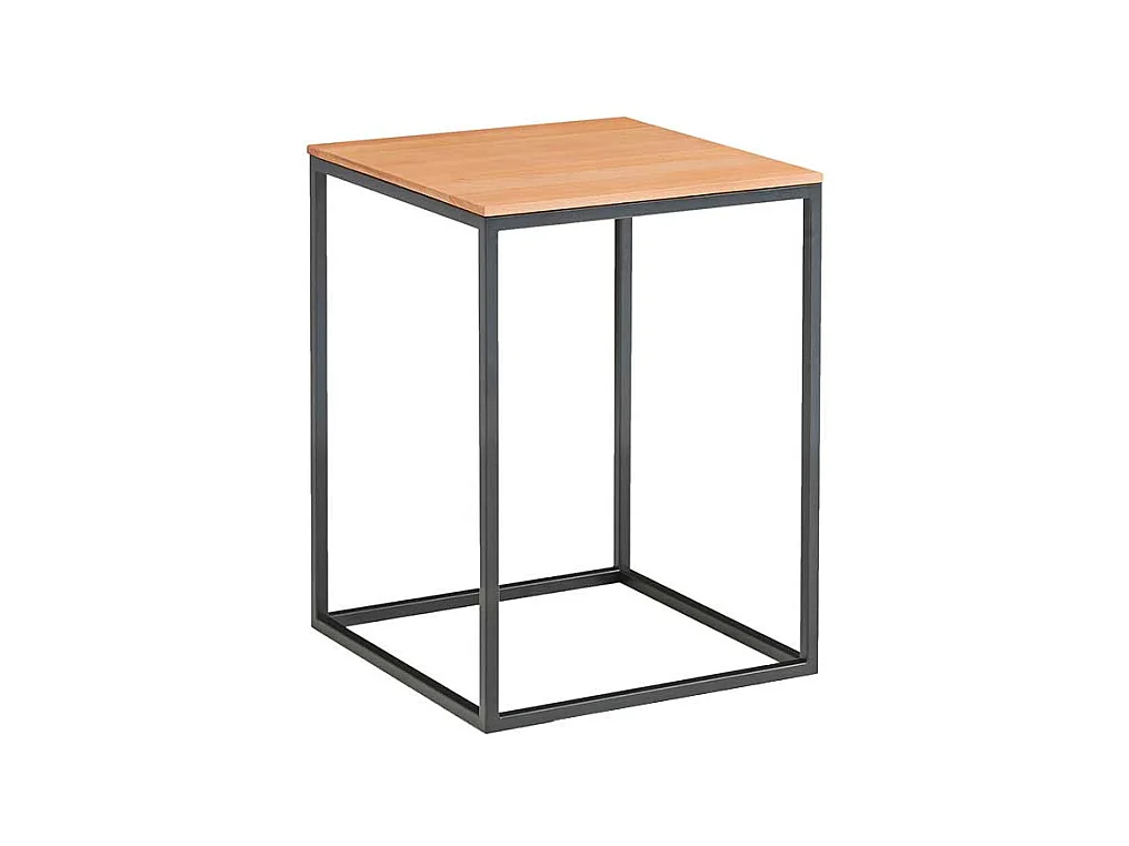 Quadratischer Sofatisch aus Kernbuche Massivholz und Metall 40 cm breit