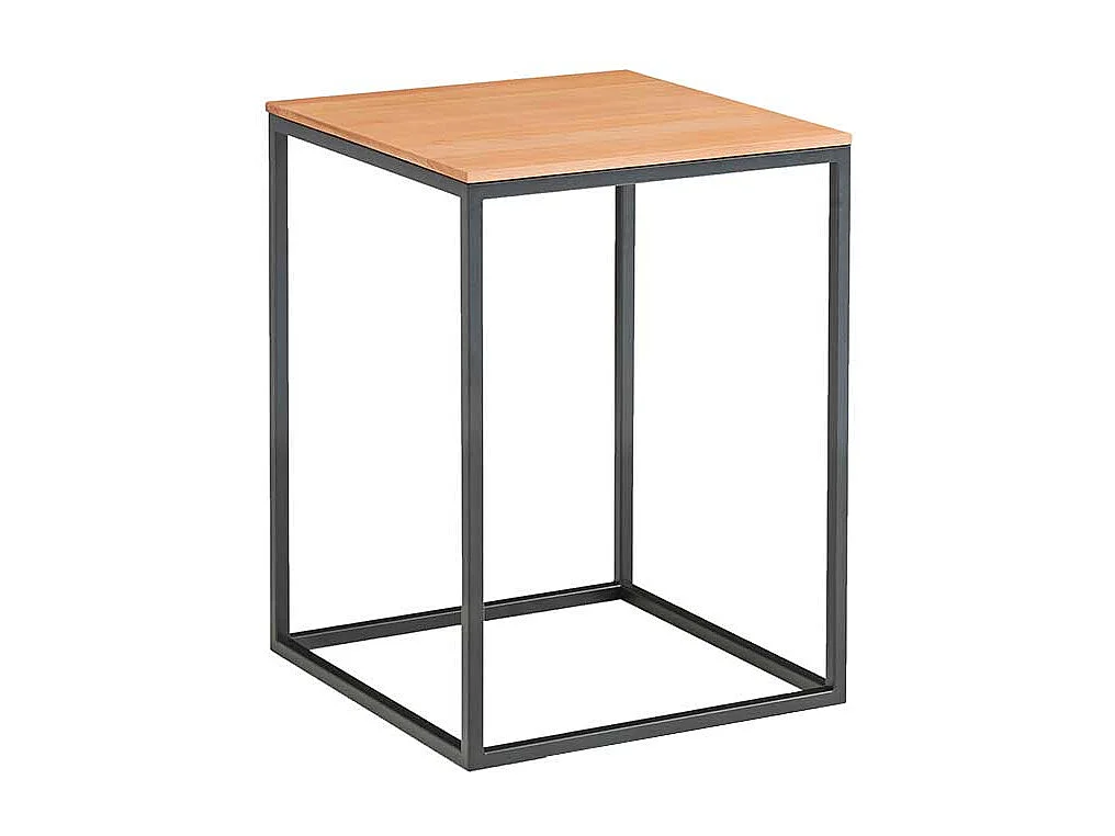 Quadratischer Sofatisch aus Kernbuche Massivholz und Metall 40 cm breit