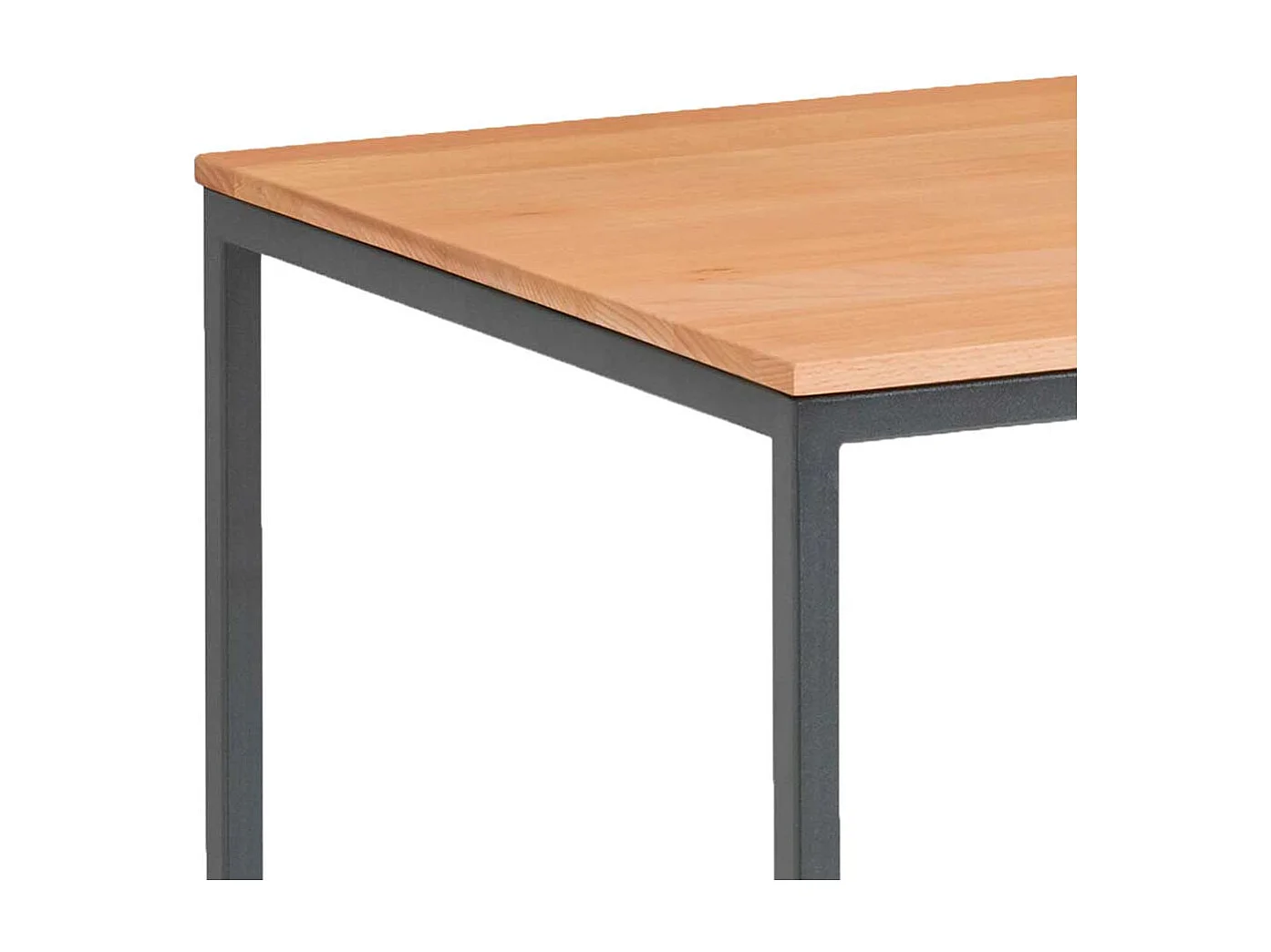 Quadratischer Sofatisch aus Kernbuche Massivholz und Metall 40 cm breit