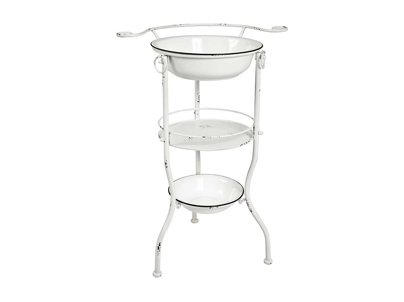 Waschschale in Weiß antik Stahl