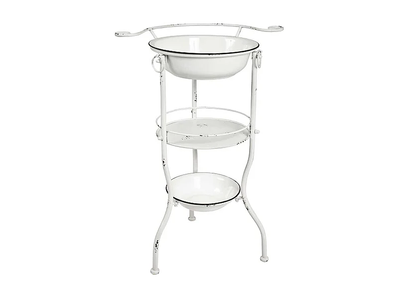 Waschschale in Weiß antik Stahl