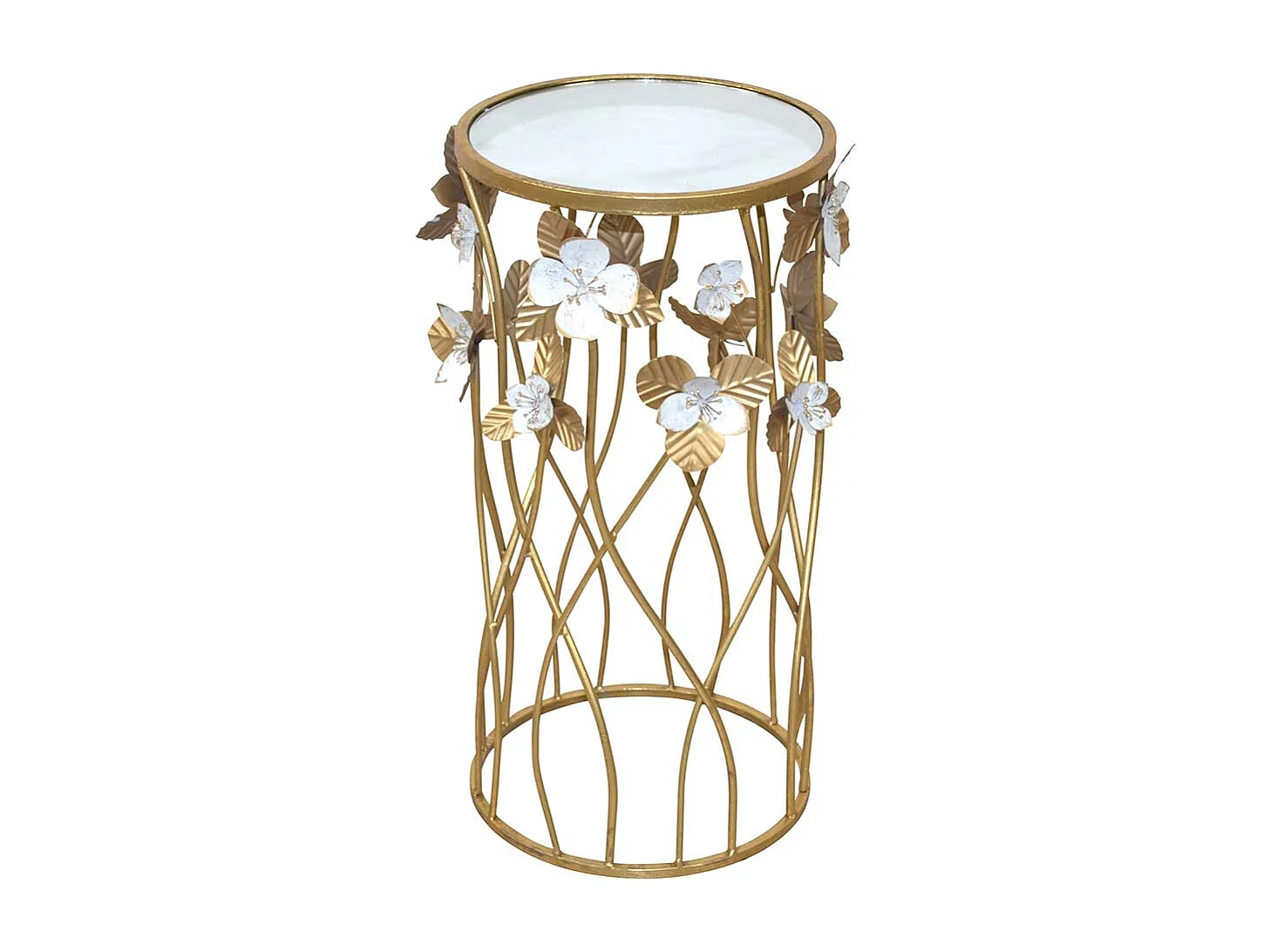 Designtisch im Vintage Look Metallgestell mit Blumen