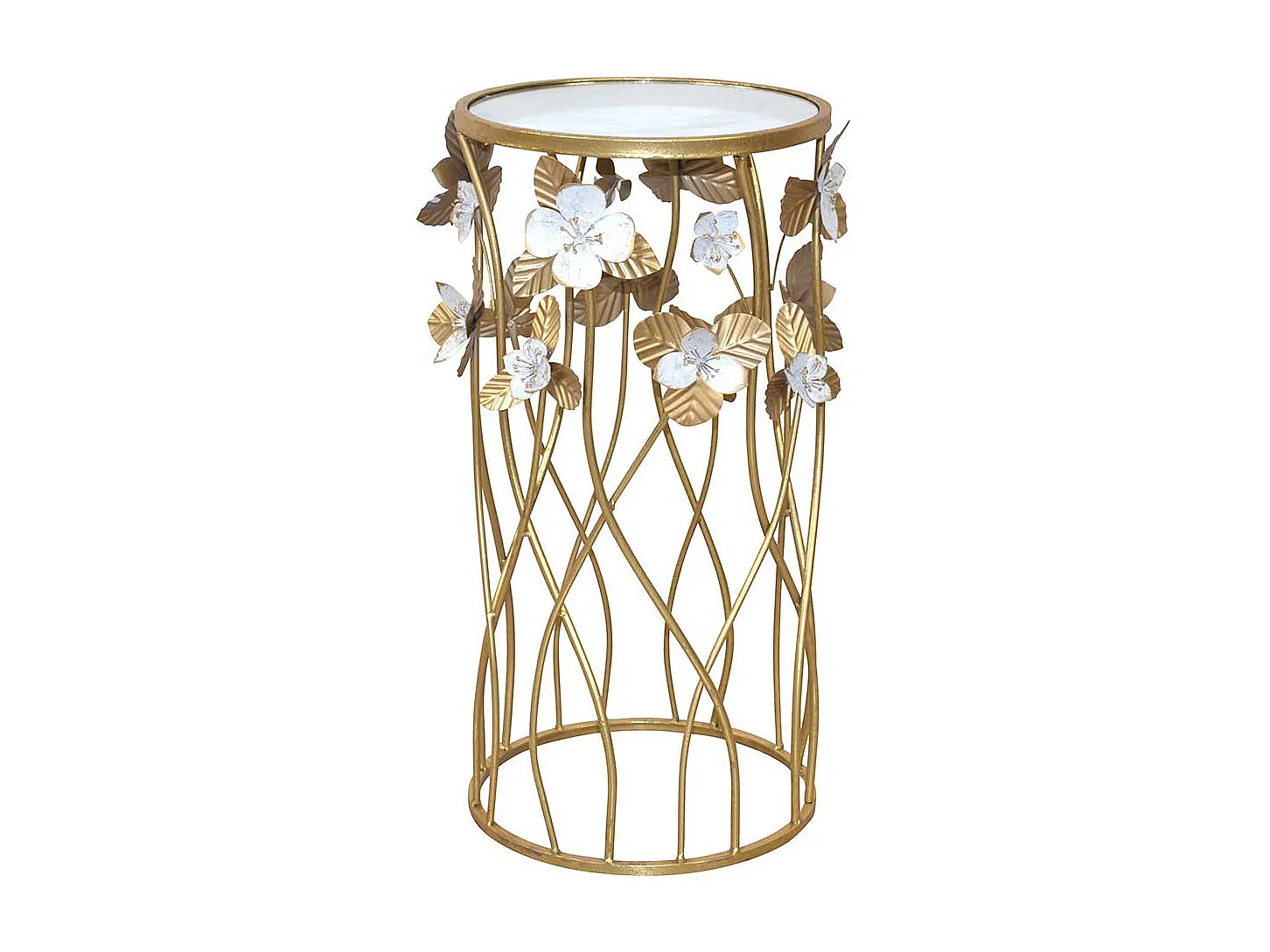 Designtisch im Vintage Look Metallgestell mit Blumen