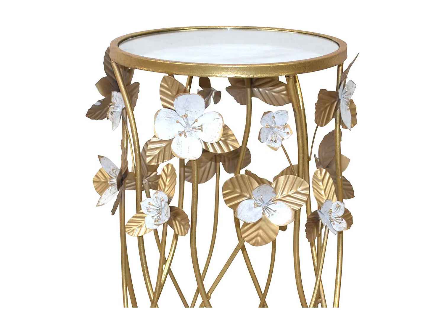 Designtisch im Vintage Look Metallgestell mit Blumen