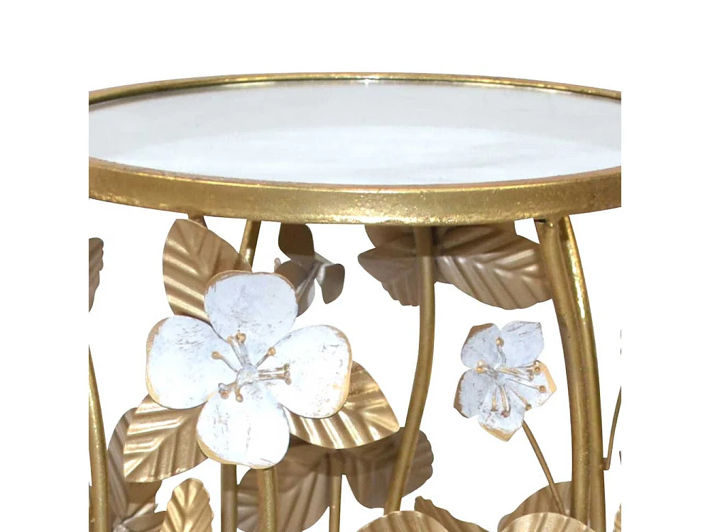 Designtisch im Vintage Look Metallgestell mit Blumen