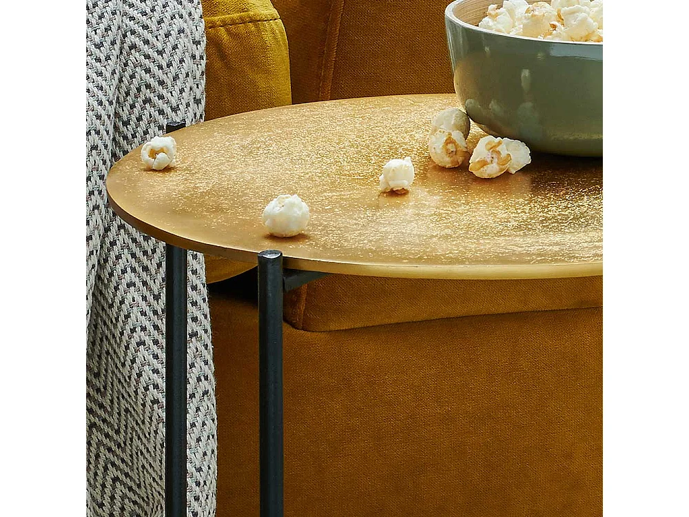 Wohnzimmer Tisch in Goldfarben und Schwarz Metall