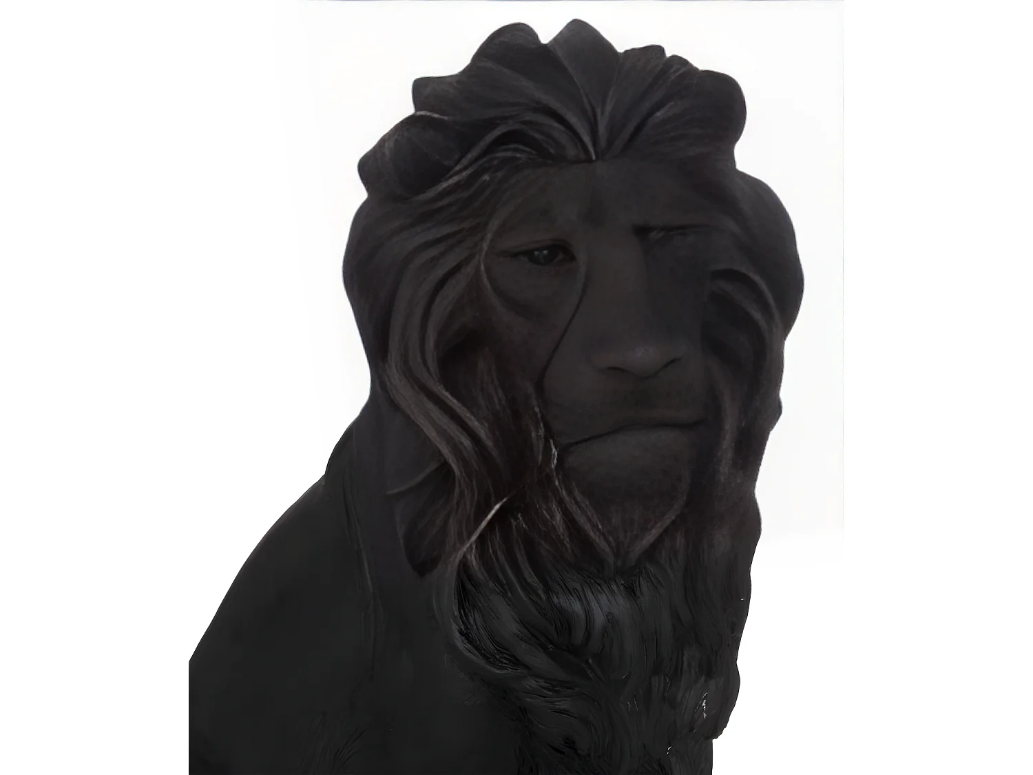 Statuette Déco "Lion en Résine" 51cm Noir
