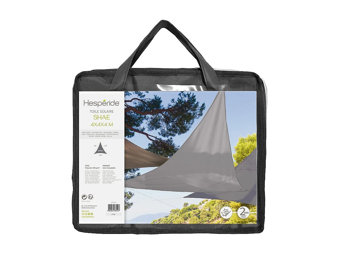 Toile solaire 4x4x4m Shae ardoise Hespéride