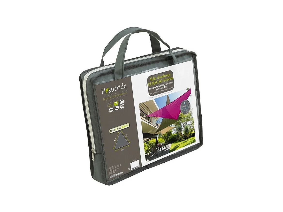 Toile solaire 4x4x4m Curacao gris Hespéride