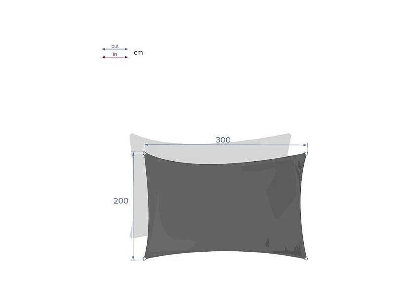 Toile solaire 3x2m Curacao gris Hespéride - Gris, forme rectangulaire  2 x 3m