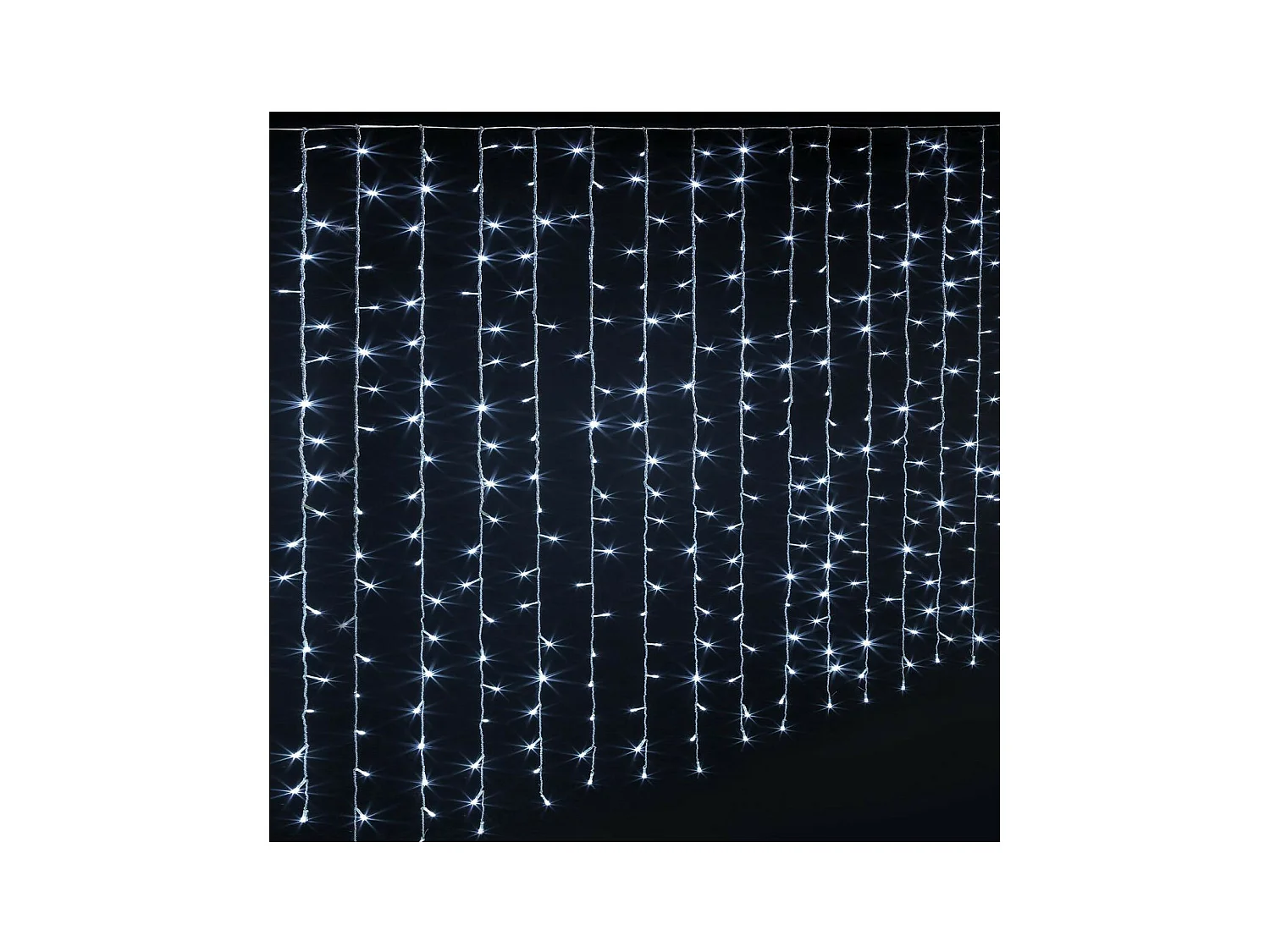 Rideau lumineux L 4 m  800 LED Blanc froid 40 Tombées 8 jeux de lumière