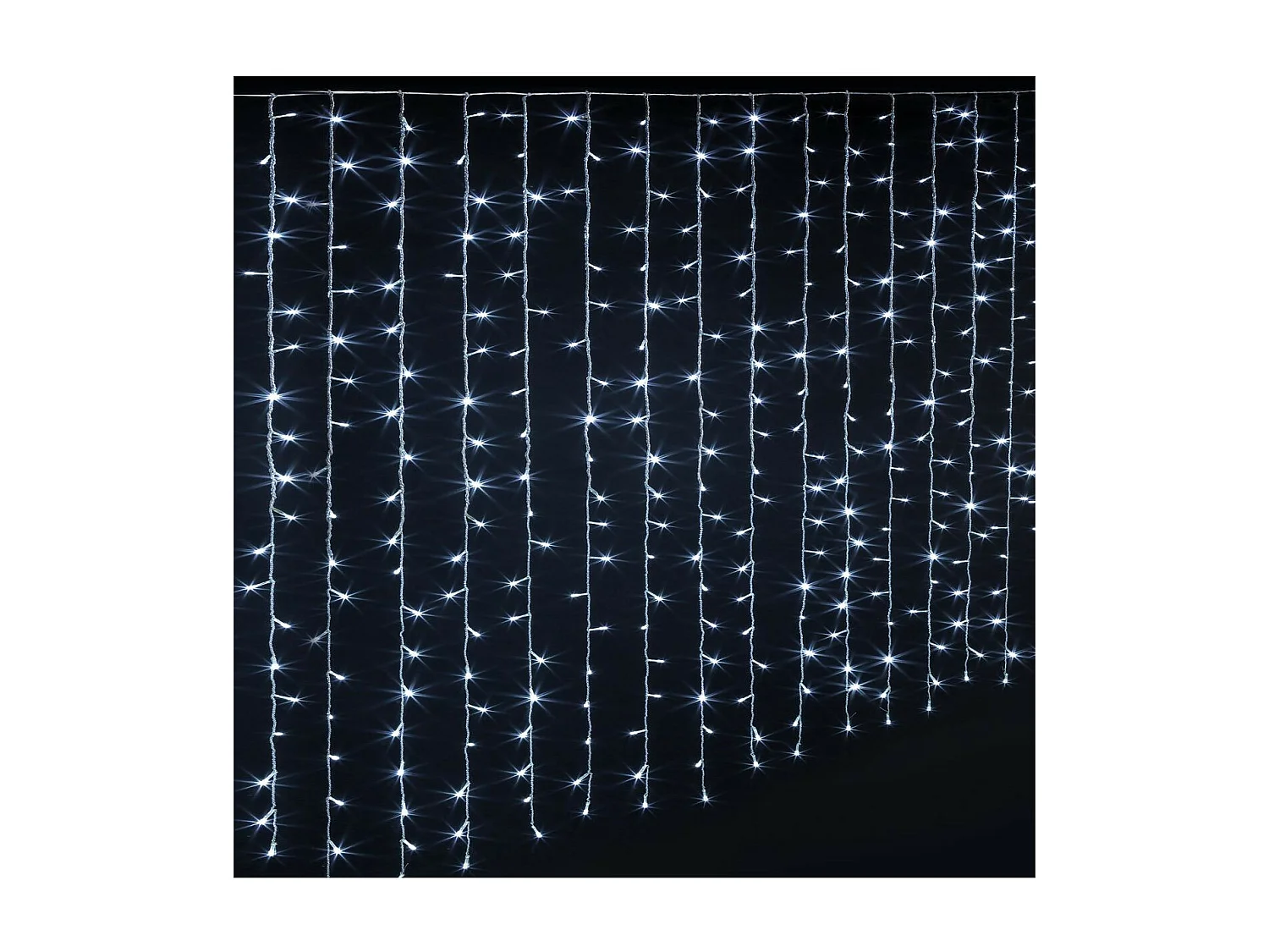 Rideau lumineux L 4 m  800 LED Blanc froid 40 Tombées 8 jeux de lumière