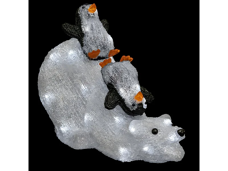 Décoration Lumineuse "Ours & Pingouins" 55cm Blanc