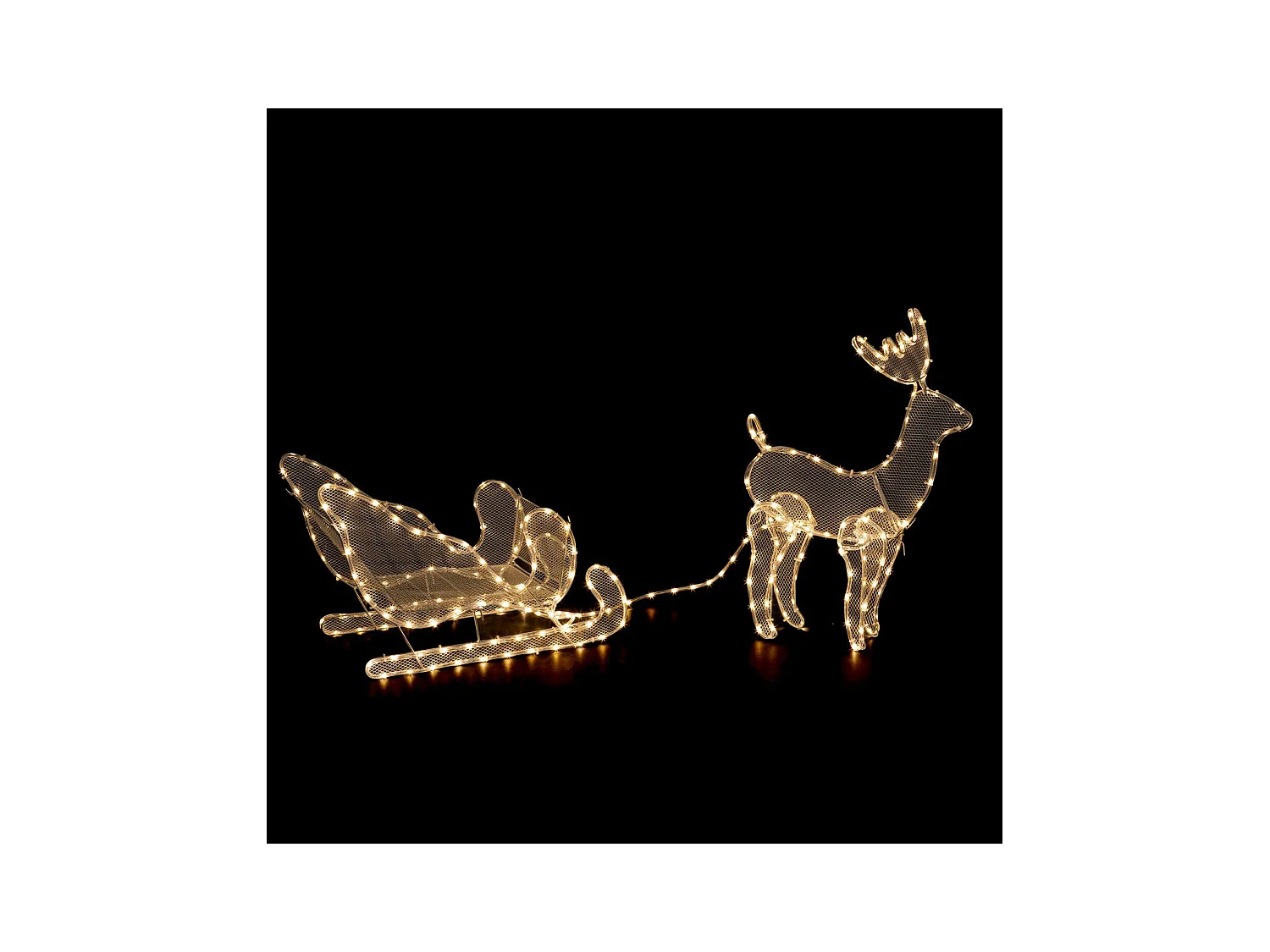Déco Extérieur Intérieur Traineau et Renne en Tube Lumineux 240 LED Blanc chaud