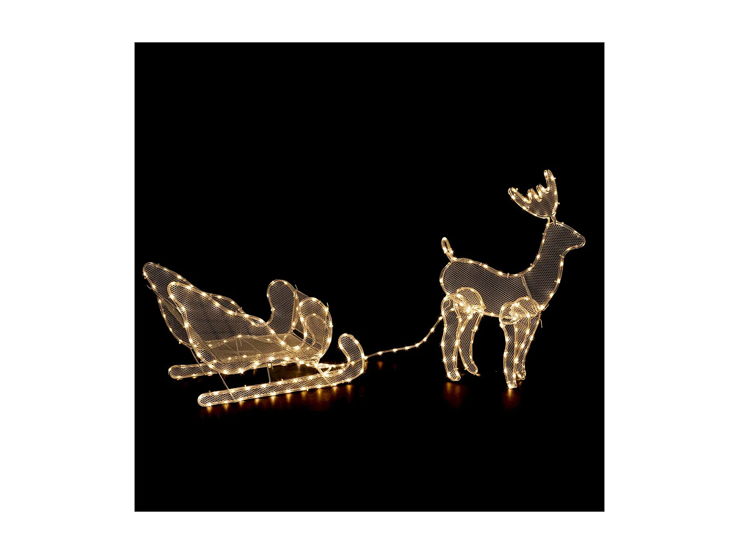 Déco Extérieur Intérieur Traineau et Renne en Tube Lumineux 240 LED Blanc chaud