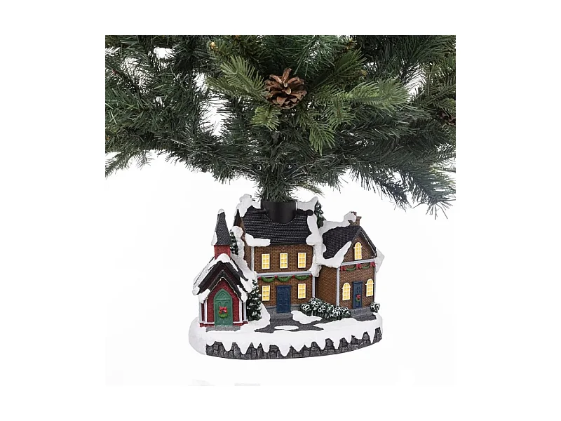 Pied de Sapin Led "Village de Noël" 28cm Multicolore